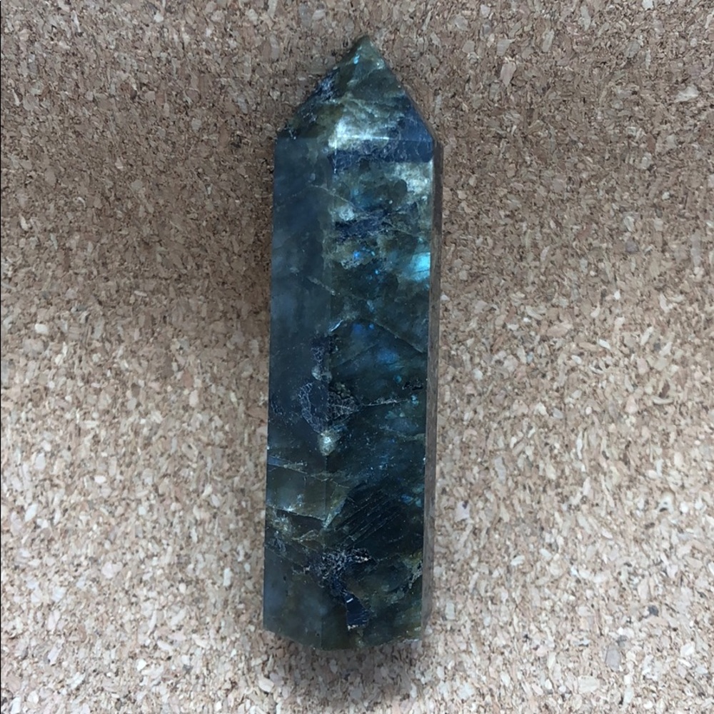 Lg bright hidden flashes labradorite crystal point